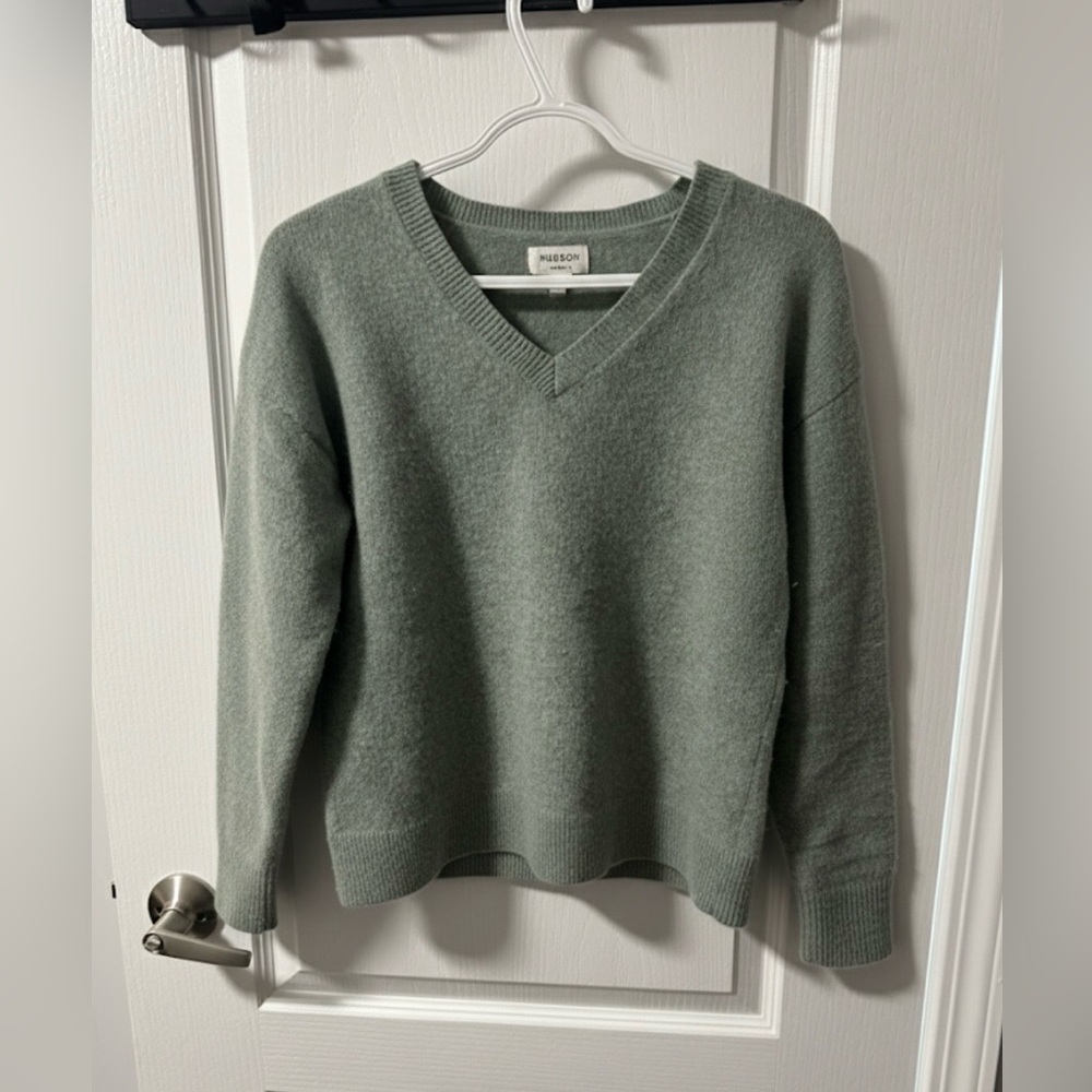 Hudson North Sage Green V-Neck Sweater - Picture 2 of 2